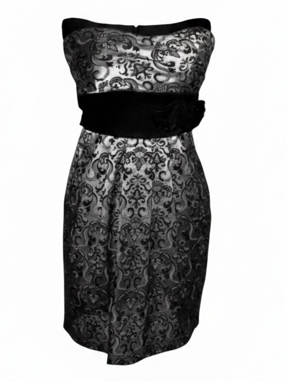 SPEECHLESS Strapless Metallic Mini Cocktail Dress Silver and Black SZ 3